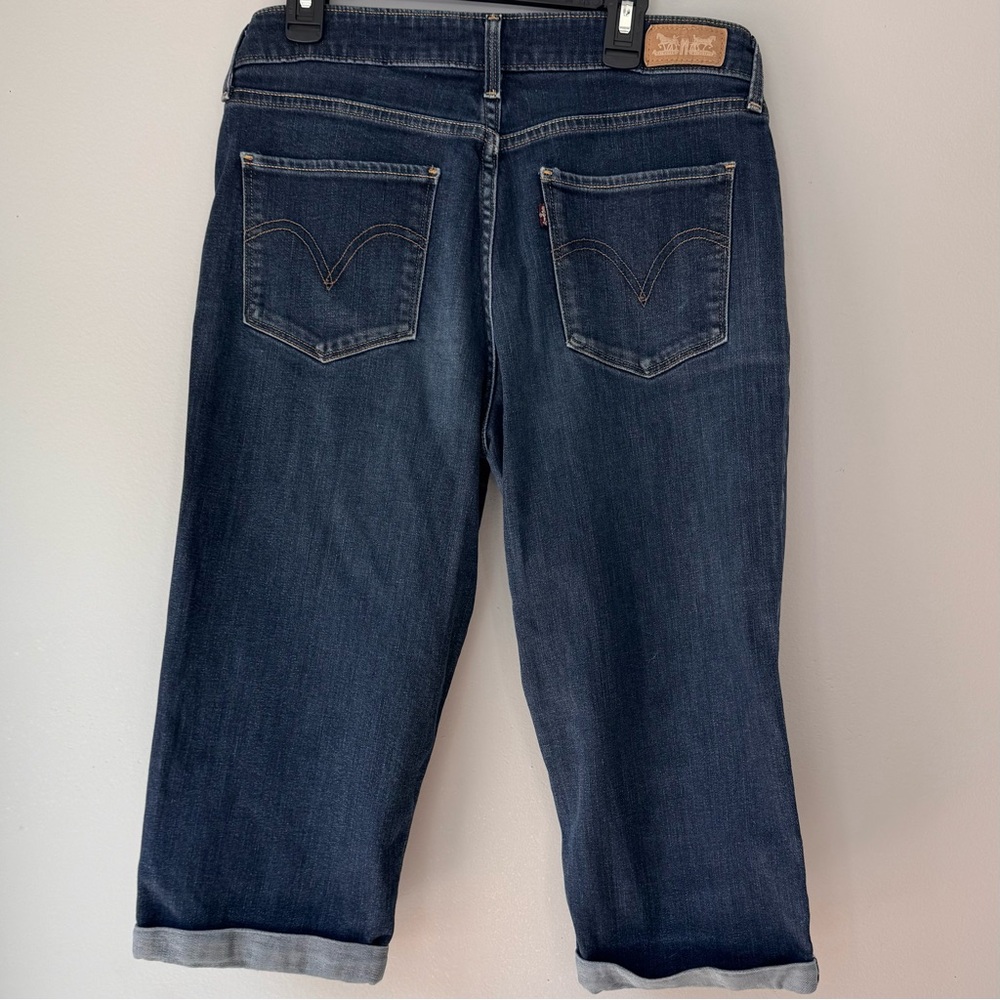 Levi's Mom Style Mid Rise Denim CAPRI length Jeans 8 Cuffed Hem Red Tab